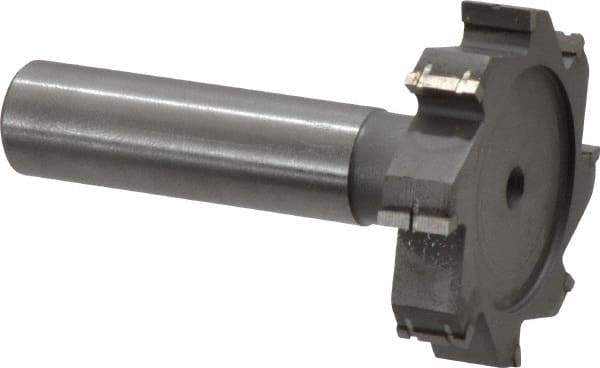 Made in USA - 1-1/2" Diam x 5/16" Face Width, Carbide-Tipped, 8 Teeth, Shank Connection Woodruff Keyseat Cutter - Uncoated, 2-5/16" OAL x 1/2" Shank, Straight Teeth, ANSI 1012, Old Standard 25 - Industrial Tool & Supply