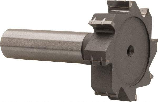 Made in USA - 1-1/2" Diam x 3/8" Face Width, Carbide-Tipped, 8 Teeth, Shank Connection Woodruff Keyseat Cutter - Uncoated, 2-3/8" OAL x 1/2" Shank, Straight Teeth, ANSI 1212, Old Standard G - Industrial Tool & Supply