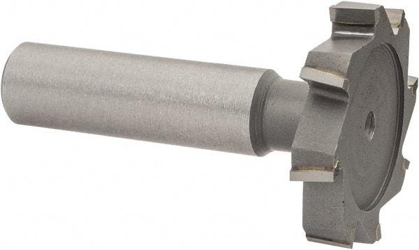 Made in USA - 1-3/8" Diam x 1/4" Face Width, Carbide-Tipped, 8 Teeth, Shank Connection Woodruff Keyseat Cutter - Uncoated, 2-1/4" OAL x 1/2" Shank, Staggered Teeth, ANSI 811, Old Standard 22 - Industrial Tool & Supply