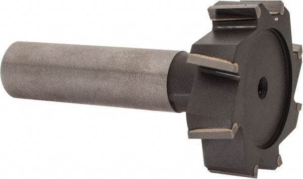 Made in USA - 1-3/8" Diam x 3/8" Face Width, Carbide-Tipped, 8 Teeth, Shank Connection Woodruff Keyseat Cutter - Uncoated, 2-3/8" OAL x 1/2" Shank, Staggered Teeth, ANSI 1211, Old Standard F - Industrial Tool & Supply