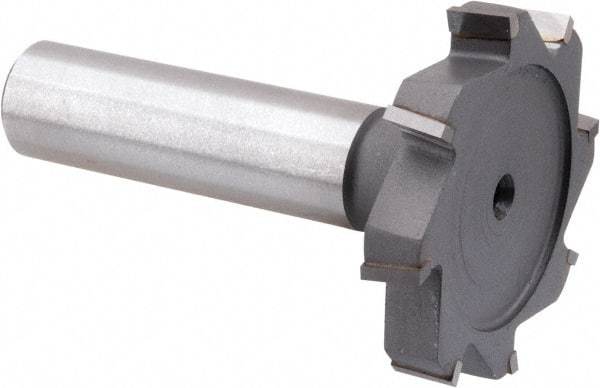 Made in USA - 1-1/2" Diam x 1/4" Face Width, Carbide-Tipped, 8 Teeth, Shank Connection Woodruff Keyseat Cutter - Uncoated, 2-1/4" OAL x 1/2" Shank, Staggered Teeth, ANSI 812, Old Standard 24 - Industrial Tool & Supply