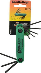 Bondhus - 8 Piece T6 to T25 Fold-Up Torx/Hex Combo Key Set - T6, T7, T8, T9, T10, T15, T20, T25 Torx Size - Industrial Tool & Supply