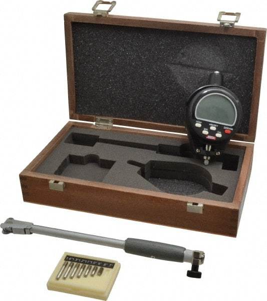 SPI - 0.7 to 1-1/2", 5" Deep, Electronic Bore Gage - Up to 0.00025" Accuracy, 0.001mm Resolution, Data Output, Includes Indicator - Industrial Tool & Supply