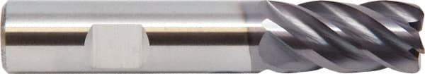 M.A. Ford - 15/32", 1" LOC, 1/2" Shank Diam, 3" OAL, 5 Flute, Solid Carbide Square End Mill - Single End, ALtima Finish, Spiral Flute, 38° Helix, Centercutting, Right Hand Cut, Right Hand Flute - Industrial Tool & Supply