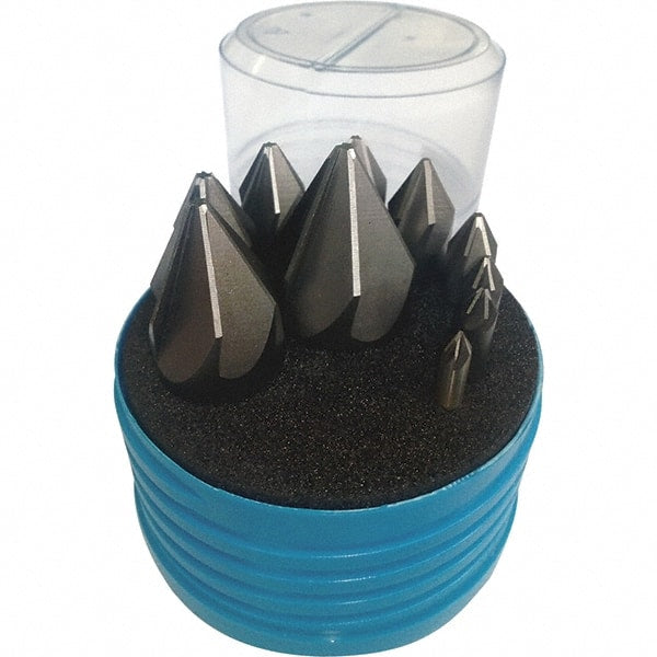 Interstate - 10 Piece, 3/16 to 1-1/4" Head Diam, 90° Included Angle, Single End Countersink Set - Industrial Tool & Supply