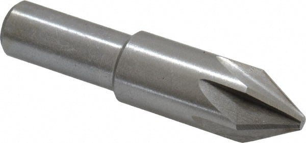Interstate - 5/8" Head Diam, 1/2" Shank Diam, 6 Flute 60° High Speed Steel Countersink - Industrial Tool & Supply