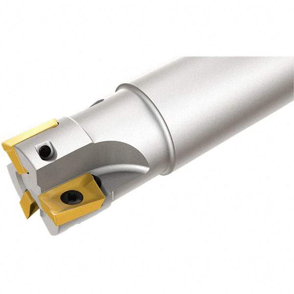 Iscar - 1-1/2" Cut Diam, 0.394" Max Depth of Cut, 1-1/2" Shank Diam, 7-3/4" OAL, Indexable Square Shoulder End Mill - Weldon Shank, 90° Lead Angle, Series Heli2000 - Industrial Tool & Supply