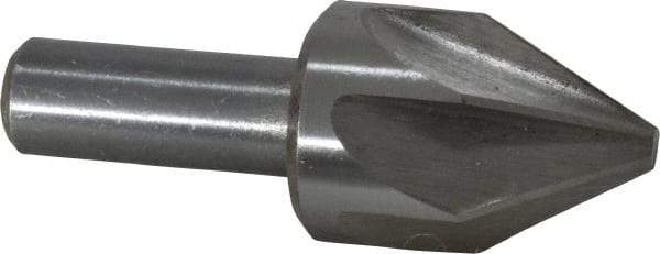 Interstate - 1" Head Diam, 1/2" Shank Diam, 6 Flute 60° High Speed Steel Countersink - Bright Finish, 2-3/4" OAL, Single End, Straight Shank, Right Hand Cut - Industrial Tool & Supply