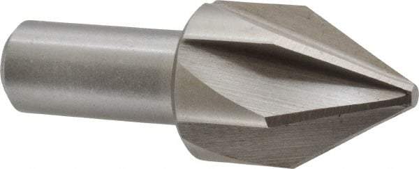 Interstate - 1-1/4" Head Diam, 3/4" Shank Diam, 6 Flute 60° High Speed Steel Countersink - Bright Finish, 3-3/8" OAL, Single End, Straight Shank, Right Hand Cut - Industrial Tool & Supply
