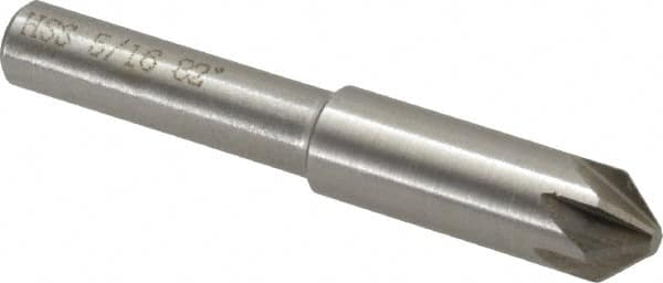 Interstate - 5/16" Head Diam, 1/4" Shank Diam, 6 Flute 82° High Speed Steel Countersink - Industrial Tool & Supply