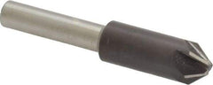 Interstate - 3/8" Head Diam, 1/4" Shank Diam, 6 Flute 82° High Speed Steel Countersink - Bright Finish, 2" OAL, Single End, Straight Shank, Right Hand Cut - Industrial Tool & Supply