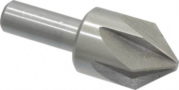 Interstate - 1" Head Diam, 1/2" Shank Diam, 6 Flute 82° High Speed Steel Countersink - Bright Finish, 2-3/4" OAL, Single End, Straight Shank, Right Hand Cut - Industrial Tool & Supply