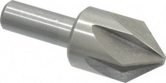 Interstate - 1" Head Diam, 1/2" Shank Diam, 6 Flute 82° High Speed Steel Countersink - Bright Finish, 2-3/4" OAL, Single End, Straight Shank, Right Hand Cut - Industrial Tool & Supply