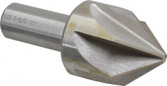 Interstate - 1-1/2" Head Diam, 3/4" Shank Diam, 6 Flute 82° High Speed Steel Countersink - Bright Finish, 3-1/2" OAL, Single End, Straight Shank, Right Hand Cut - Industrial Tool & Supply