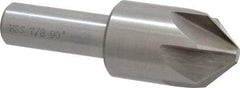 Interstate - 7/8" Head Diam, 1/2" Shank Diam, 6 Flute 90° High Speed Steel Countersink - Bright Finish, 2-3/4" OAL, Single End, Straight Shank, Right Hand Cut - Industrial Tool & Supply
