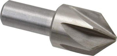 Interstate - 1-1/4" Head Diam, 3/4" Shank Diam, 6 Flute 90° High Speed Steel Countersink - Bright Finish, 3-3/8" OAL, Single End, Straight Shank, Right Hand Cut - Industrial Tool & Supply
