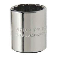 Proto - 9/16", 1/4" Drive, Standard Hand Socket - 12 Points, 7/8" OAL, Alloy Steel, Chrome Finish - Industrial Tool & Supply