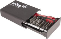 Wiha - 39 Piece, 1/4" Drive Screwdriver Tamperproof Bit Set - #1 & #2 Phillips, 5/64 to 5/32" Hex, TR8 to TR40 Torx, #0, #1, #2 & #3 Pozidriv, #1, #2 & #3 Square Recess, 6.5 & 8mm Slotted - Industrial Tool & Supply