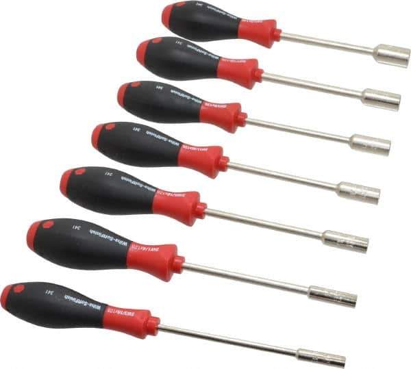 Wiha - 7 Piece 3/16 to 1/2" Nutdriver Set - Solid Shaft, Cushion Grip Handle - Industrial Tool & Supply
