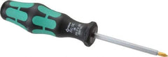 Wera - #0, 5-1/2" OAL, Standard Phillips Screwdriver - 2-3/8" Blade Length, Hexagon Shank, Ergonomic Handle - Industrial Tool & Supply