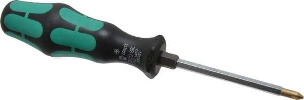 Wera - #1, 7" OAL, Standard Phillips Screwdriver - 3-1/8" Blade Length, Hexagon Shank, Ergonomic Handle - Industrial Tool & Supply