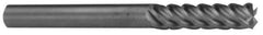 Accupro - 1", 5 Flute, Single End, Solid Carbide, 0.09" Corner Radius End Mill - 6" OAL, 45° Helix, Right Hand Flute, 3-1/4" LOC, Right Hand Cut - Industrial Tool & Supply