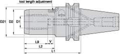 Kennametal - BT40 Taper Shank, 6mm Hole Diam, Hydraulic Tool Holder/Chuck - 25.7mm Nose Diam, 80mm Projection, 27mm Clamp Depth, 15,000 RPM, Through Coolant - Exact Industrial Supply