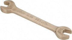 Ampco - 3/8" x 7/16" Nonsparking Open End Wrench - 5" OAL, Double End, Plain Finish, 15° Head Angle - Industrial Tool & Supply