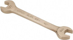 Ampco - 7/16" x 1/2" Nonsparking Open End Wrench - 5" OAL, Double End, Plain Finish, 15° Head Angle - Industrial Tool & Supply