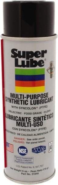 Synco Chemical - 6 oz Aerosol Synthetic General Purpose Grease - Translucent White, Food Grade, 450°F Max Temp, NLGIG 2, - Industrial Tool & Supply