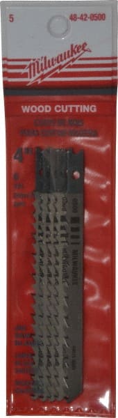 Milwaukee Tool - 4" Long, 6 Teeth per Inch, High Carbon Steel Jig Saw Blade - Toothed Edge, 0.2813" Wide x 0.043" Thick, U-Shank - Industrial Tool & Supply