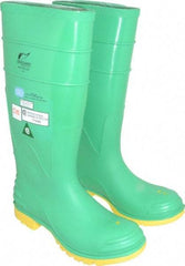 Dunlop Protective Footwear - Men's Size 6 Medium Width Steel Knee Boot - Green, PVC Upper, 16" High, Chemical Resistant, Dielectric, Non-Slip - Industrial Tool & Supply