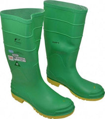 Dunlop Protective Footwear - Men's Size 11 Medium Width Steel Knee Boot - Green, PVC Upper, 16" High, Chemical Resistant, Dielectric, Non-Slip - Industrial Tool & Supply