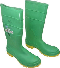 Dunlop Protective Footwear - Men's Size 13 Medium Width Steel Knee Boot - Green, PVC Upper, 16" High, Chemical Resistant, Dielectric, Non-Slip - Industrial Tool & Supply