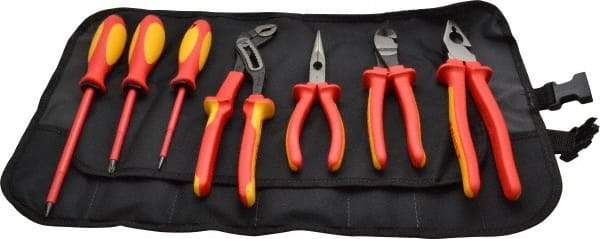 Knipex - 7 Piece Insulated Hand Tool Set - Comes in Tool Roll - Industrial Tool & Supply