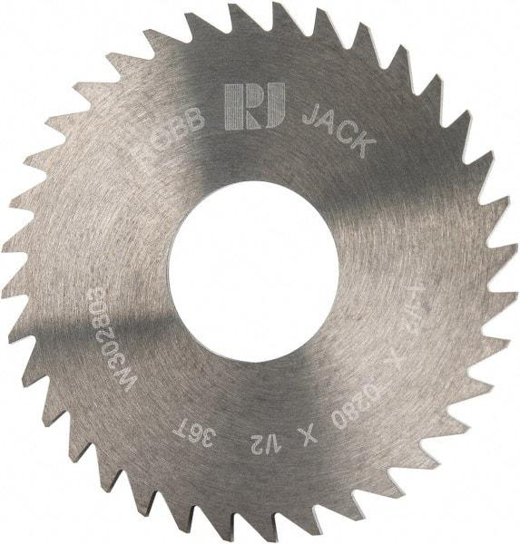 RobbJack - 1-1/2" Diam x 0.028" Blade Thickness x 1/2" Arbor Hole Diam, 36 Tooth Slitting and Slotting Saw - Arbor Connection, Right Hand, Uncoated, Solid Carbide, Concave Ground - Industrial Tool & Supply