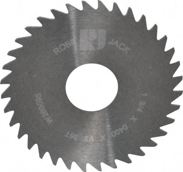 RobbJack - 1-3/4" Diam x 0.04" Blade Thickness x 1/2" Arbor Hole Diam, 36 Tooth Slitting and Slotting Saw - Arbor Connection, Right Hand, Uncoated, Solid Carbide, Concave Ground - Industrial Tool & Supply