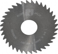 RobbJack - 1-3/4" Diam x 0.04" Blade Thickness x 1/2" Arbor Hole Diam, 36 Tooth Slitting and Slotting Saw - Arbor Connection, Right Hand, Uncoated, Solid Carbide, Concave Ground - Industrial Tool & Supply