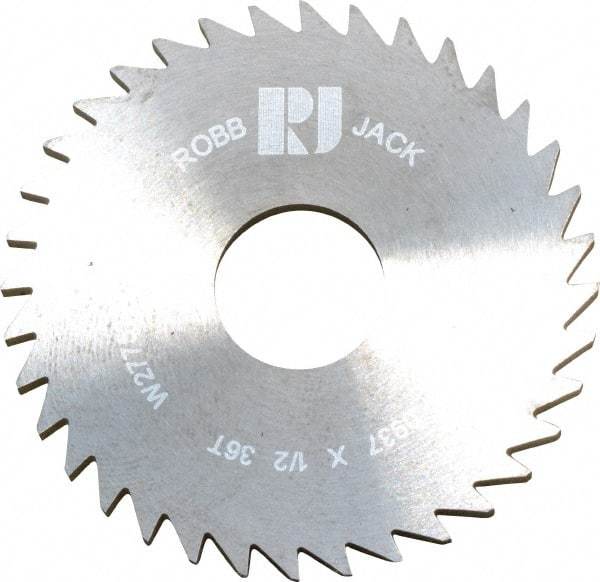 RobbJack - 1-3/4" Diam x 0.0937" Blade Thickness x 1/2" Arbor Hole Diam, 36 Tooth Slitting and Slotting Saw - Arbor Connection, Right Hand, Uncoated, Solid Carbide, Concave Ground - Industrial Tool & Supply