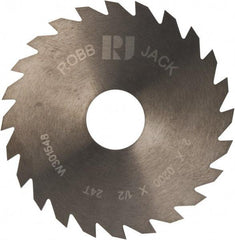 RobbJack - 2" Diam x 0.02" Blade Thickness x 1/2" Arbor Hole Diam, 24 Tooth Slitting and Slotting Saw - Arbor Connection, Right Hand, Uncoated, Solid Carbide, Concave Ground - Industrial Tool & Supply