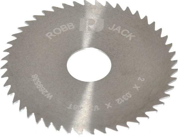 RobbJack - 2" Diam x 0.0312" Blade Thickness x 1/2" Arbor Hole Diam, 48 Tooth Slitting and Slotting Saw - Arbor Connection, Right Hand, Uncoated, Solid Carbide, Concave Ground - Industrial Tool & Supply