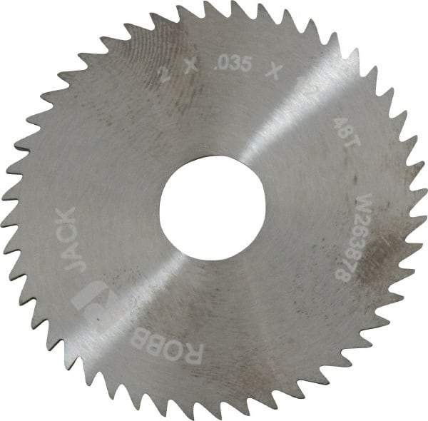 RobbJack - 2" Diam x 0.035" Blade Thickness x 1/2" Arbor Hole Diam, 48 Tooth Slitting and Slotting Saw - Arbor Connection, Right Hand, Uncoated, Solid Carbide, Concave Ground - Industrial Tool & Supply
