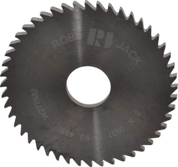 RobbJack - 2" Diam x 0.0937" Blade Thickness x 1/2" Arbor Hole Diam, 48 Tooth Slitting and Slotting Saw - Arbor Connection, Right Hand, Uncoated, Solid Carbide, Concave Ground - Industrial Tool & Supply