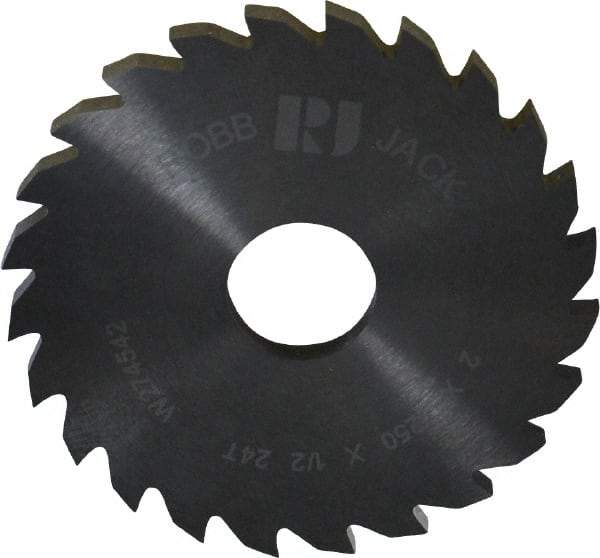 RobbJack - 2" Diam x 1/8" Blade Thickness x 1/2" Arbor Hole Diam, 24 Tooth Slitting and Slotting Saw - Arbor Connection, Right Hand, Uncoated, Solid Carbide, Concave Ground - Industrial Tool & Supply