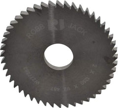 RobbJack - 2" Diam x 1/8" Blade Thickness x 1/2" Arbor Hole Diam, 48 Tooth Slitting and Slotting Saw - Arbor Connection, Right Hand, Uncoated, Solid Carbide, Concave Ground - Industrial Tool & Supply