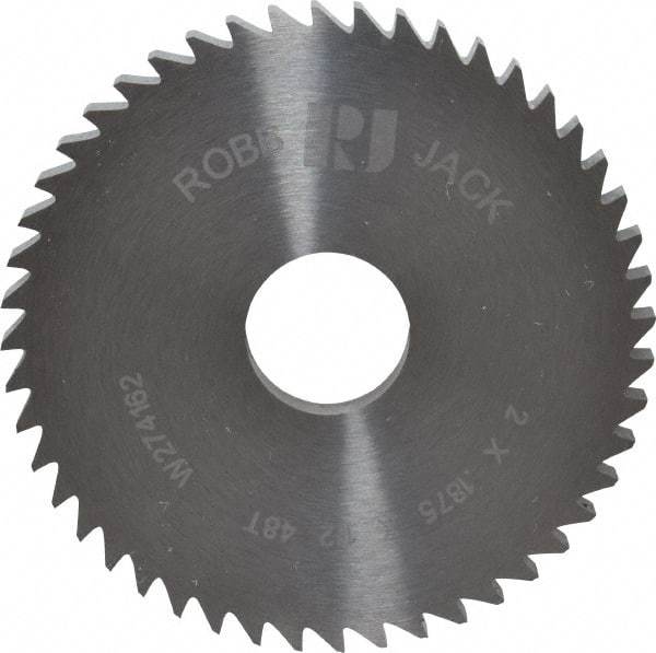 RobbJack - 2" Diam x 3/16" Blade Thickness x 1/2" Arbor Hole Diam, 48 Tooth Slitting and Slotting Saw - Arbor Connection, Right Hand, Uncoated, Solid Carbide, Concave Ground - Industrial Tool & Supply