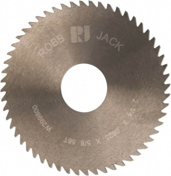 RobbJack - 2-1/4" Diam x 1/16" Blade Thickness x 5/8" Arbor Hole Diam, 56 Tooth Slitting and Slotting Saw - Arbor Connection, Right Hand, Uncoated, Solid Carbide, Concave Ground - Industrial Tool & Supply