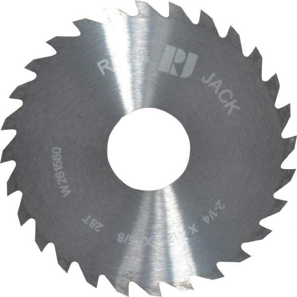 RobbJack - 2-1/4" Diam x 1/8" Blade Thickness x 5/8" Arbor Hole Diam, 28 Tooth Slitting and Slotting Saw - Arbor Connection, Right Hand, Uncoated, Solid Carbide, Concave Ground - Industrial Tool & Supply