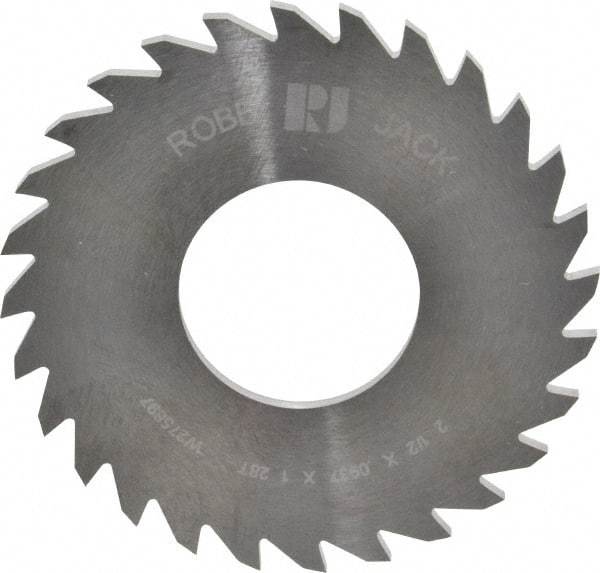 RobbJack - 2-1/2" Diam x 0.0937" Blade Thickness x 1" Arbor Hole Diam, 28 Tooth Slitting and Slotting Saw - Arbor Connection, Right Hand, Uncoated, Solid Carbide, Concave Ground - Industrial Tool & Supply