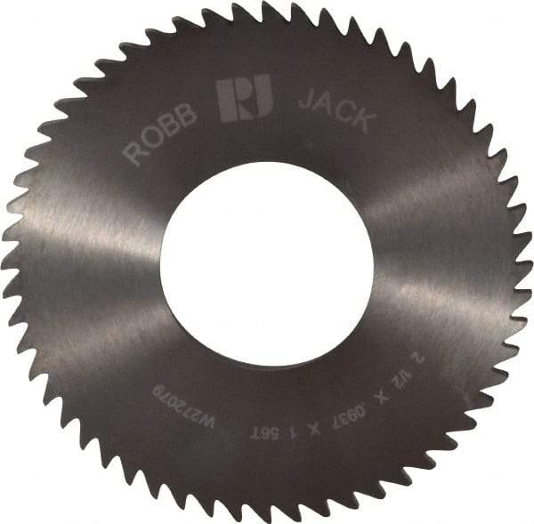 RobbJack - 2-1/2" Diam x 0.0937" Blade Thickness x 1" Arbor Hole Diam, 56 Tooth Slitting and Slotting Saw - Arbor Connection, Right Hand, Uncoated, Solid Carbide, Concave Ground - Industrial Tool & Supply